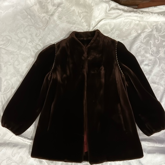 Sears Jackets & Blazers - Vtg Sears “The Fashion Place” brown mouton open front coat.